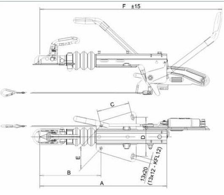 Urządzenie najazdowe KNOTT 2700kg KF27-B GF  K27-A N3 rura 50fi