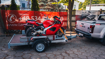 Przyczepa MOTO-QUAD 1 oś   DMC 750 kg  z hamulcem najazdowym - WYNAJEM 